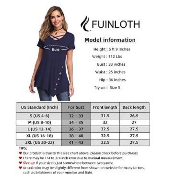 fuinloth Women's Criss Cross Tunics Blouse Tops - Picture 4 of 6